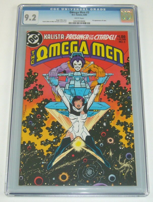 Omega Men #3 CGC 9.2 dc comics - 1st appearance of lobo - white pages bronze age