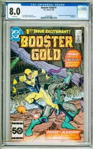 Booster Gold #1 (1986) CGC 8.0! small crack left side of slab