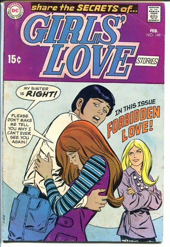 GIRLS' LOVE STORIES #149-DC ROMANCE-CRYING COVER VG+