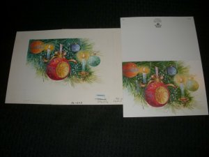 CHRISTMAS Ornaments Candles 10.5x7.5 Greeting Card Art #2013 w 32 Cards 1 Stat