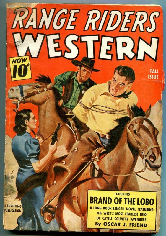 Range Riders Western Pulp Fall 1940-  Steve Reese- Brand of the Lobo VG