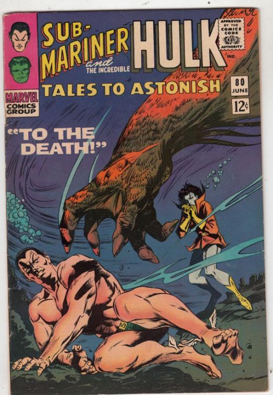 Tales to Astonish #80 (Jun-66) FN/VF+ High-Grade Incredible Hulk, Namor the S...