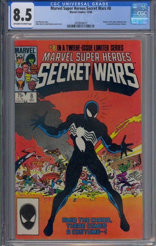 MARVEL SUPER HEROES SECRET WARS #8 CGC 8.5 ORIGIN OF ALIEN SYMBIOTE 