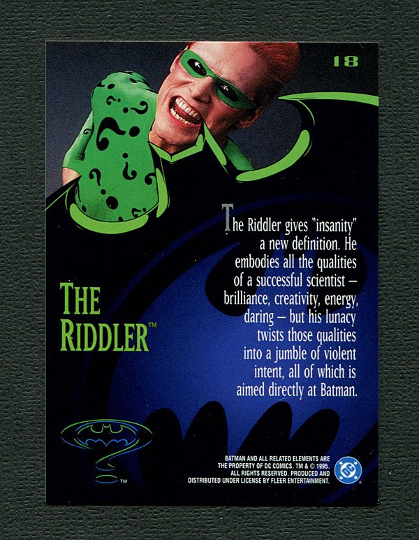 Batman Forever Card #18 ( Mint ) / Jim Carry / 1995 Fleer