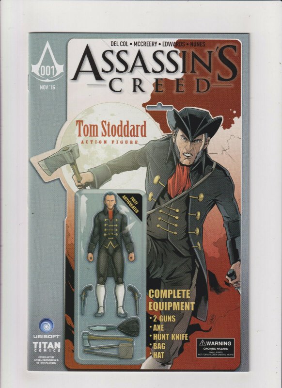 Assassin's Creed #1 NM- 9.2 Titan Comics Action Figure Variant 2015 Ubisoft