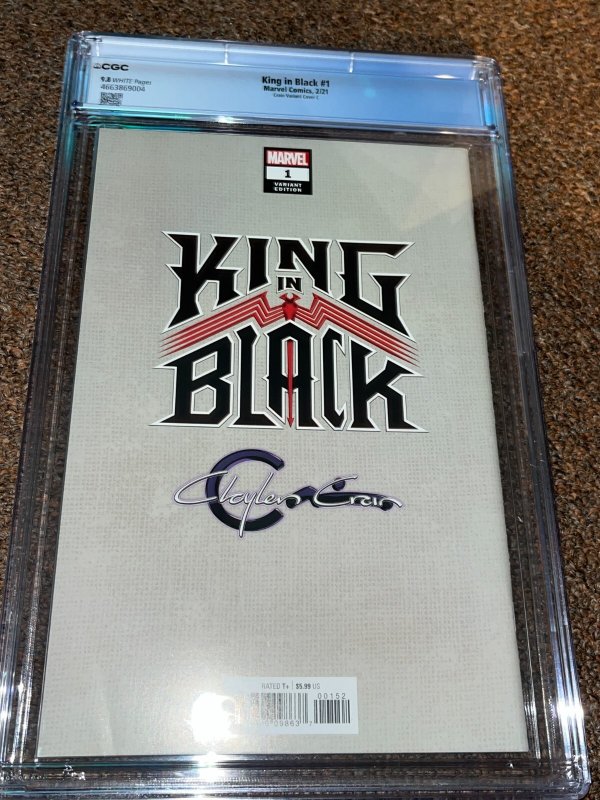 King in Black 1 (2021), Clayton Crain Black Light C Venom Variant CGC Graded 9.8