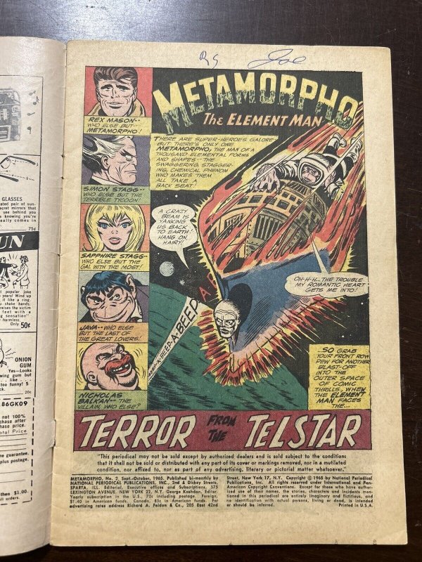 Metamorpho #2 FR/G 1.5 DC Comics 1965 Coupon Clipped Inside