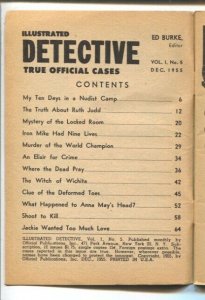 Illustrated Detective #5 12/1955-nudist camp-crime-scandal-exploitation-VF