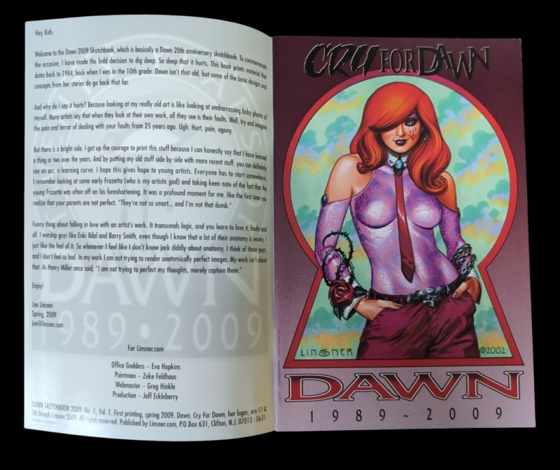 Dawn 2009 Sketchbook Limited Edition Signed Joseph Linsner #899 NM