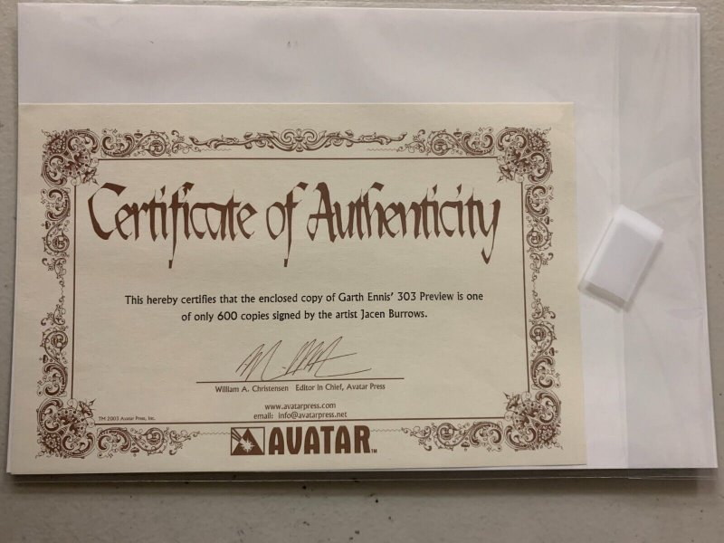 303 #1 Preview signed by artist, certificate of authenticity 9.0 (2004)