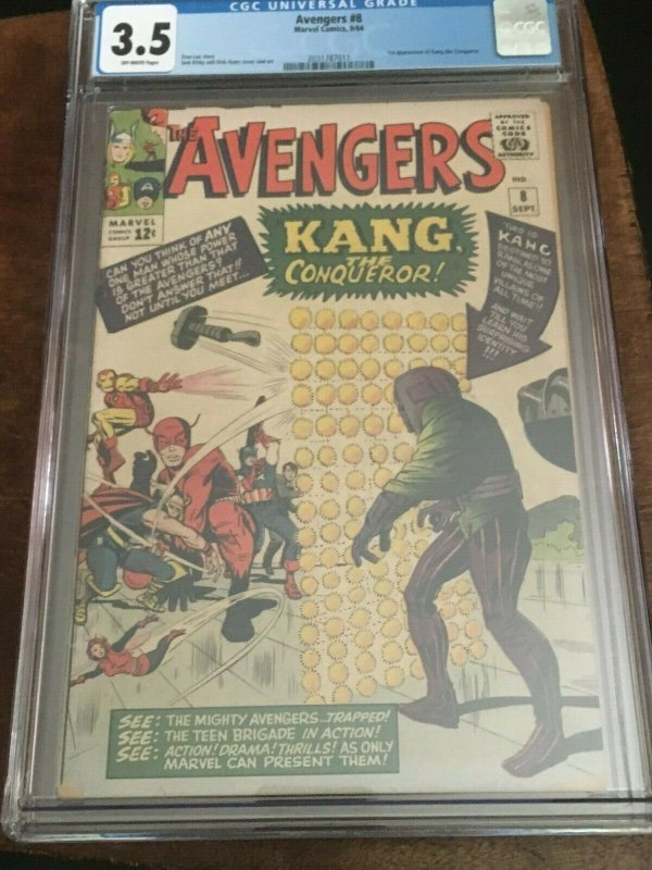 AVENGERS #8 - CGC 3.5 - VG- 1ST APP KANG - SILVER AGE KEY 