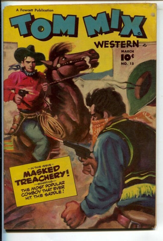 Tom Mix Western #15 1949-Fawcett-Painted cover -Carl Pfeufer story art-VG-