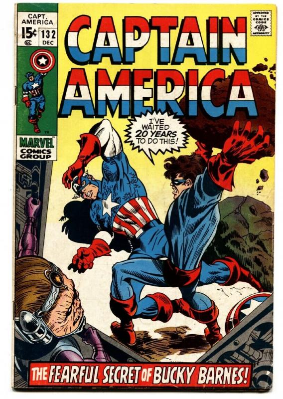 Captain America #132 comic book 1970- Modok- Bucky Barnes- Marvel FN+