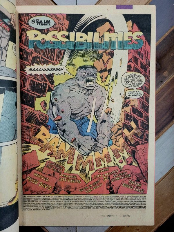 HULK #357 VG/FN 5.0 (1989) Newsstand / Signed By Writer Peter David ft The Ghoul
