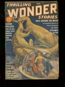 THRILLING WONDER STORIES AUG 1939 DINOSAUR BATTLE COVER VG/FN