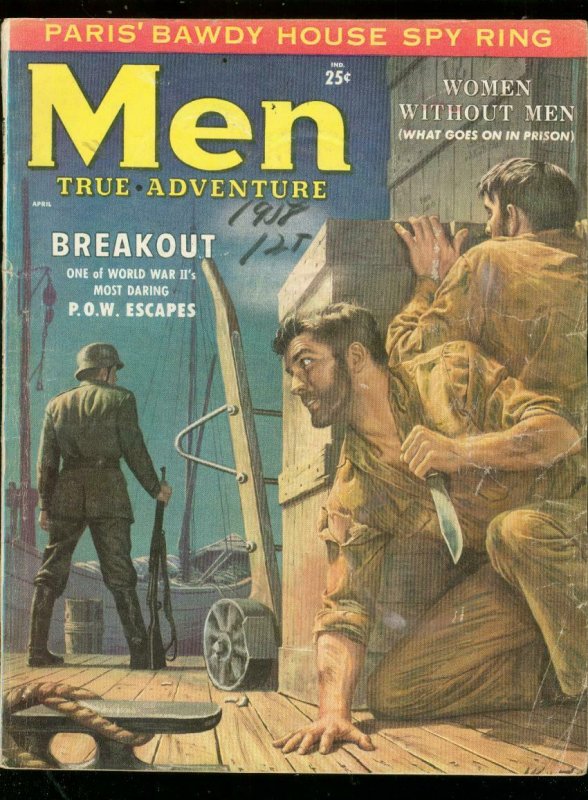 MEN MAGAZINE APRIL 1958-POW ESCAPES-SPY RING-WW II-POW G/VG