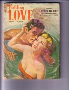 THRILLING LOVE-AUG 1951-SWIMSUIT COVER PULP G/VG