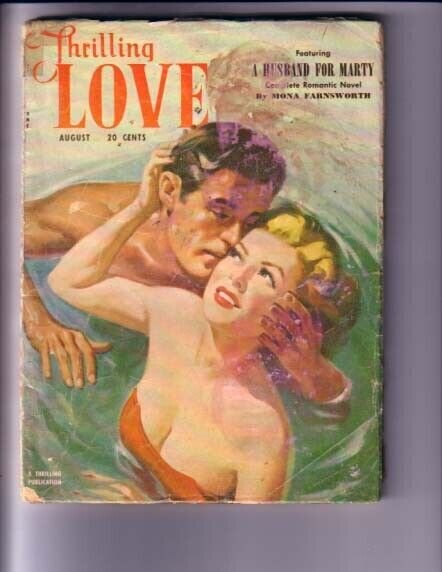 THRILLING LOVE-AUG 1951-SWIMSUIT COVER PULP G/VG