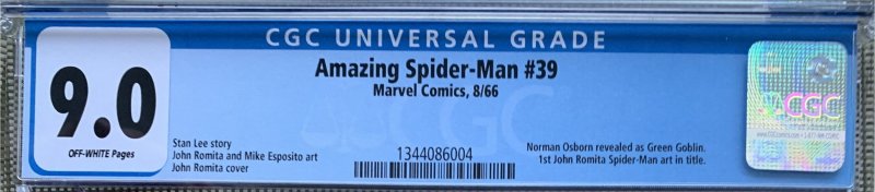Amazing Spider-Man #39 (1966) CGC 9.0 -- 1st Romita; Norman Osborne revealed