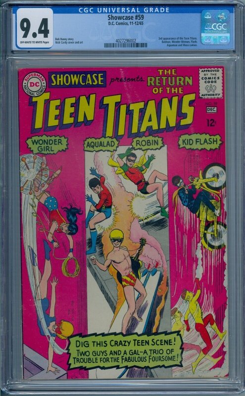 SHOWCASE #59 CGC 9.4 3RD TEEN TITANS BATMAN WONDER WOMAN FLASH AQUAMAN