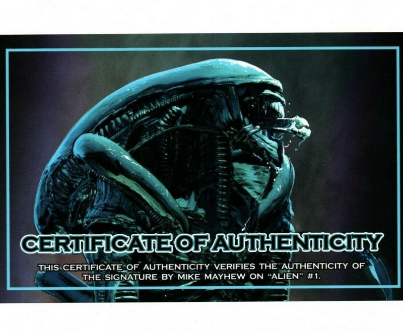 ALIEN #01 MIKE MAYHEW STUDIO EXCLUSIVE SIGNED W/ COA TRADELESS VIRGIN 