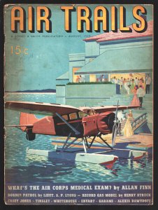 Air Trails 8/1939-Seaplane party cover art-pulp fiction-military photos-model...