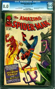 Amazing Spider-Man #21 CGC Graded 8.0 Human Torch & Beetle App.