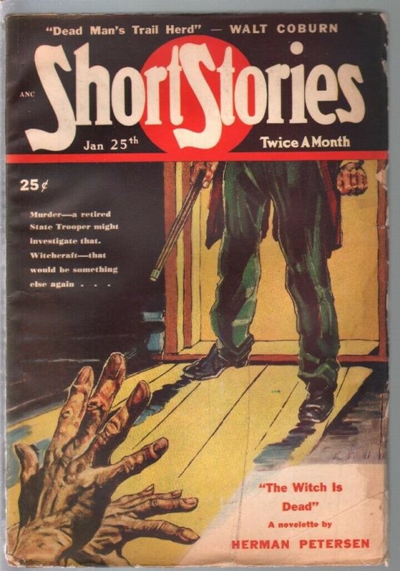 Shirt Stories 1/25/1949-Fred Humiston crime cover-pulp myster-ymurder-VG+