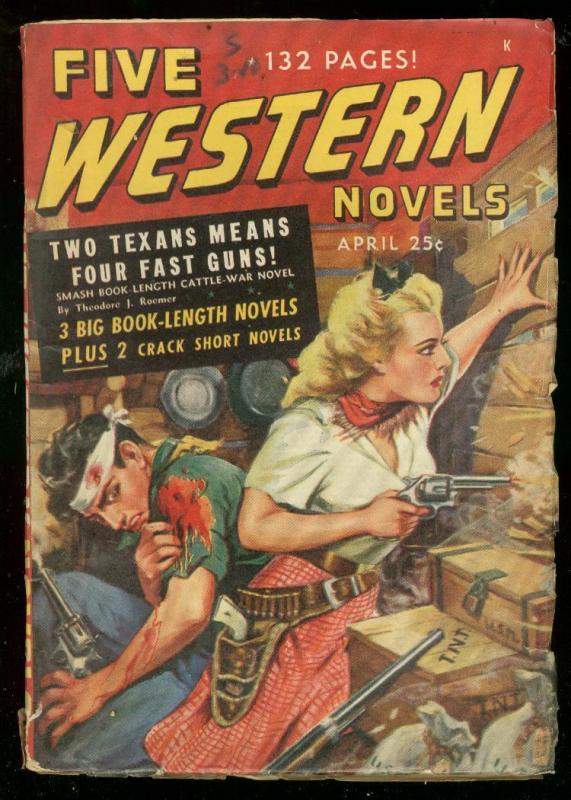 FIVE WESTERN NOVELS #2 PULP APRIL 1948-ATLAS-TIMELY-MAR VG/FN