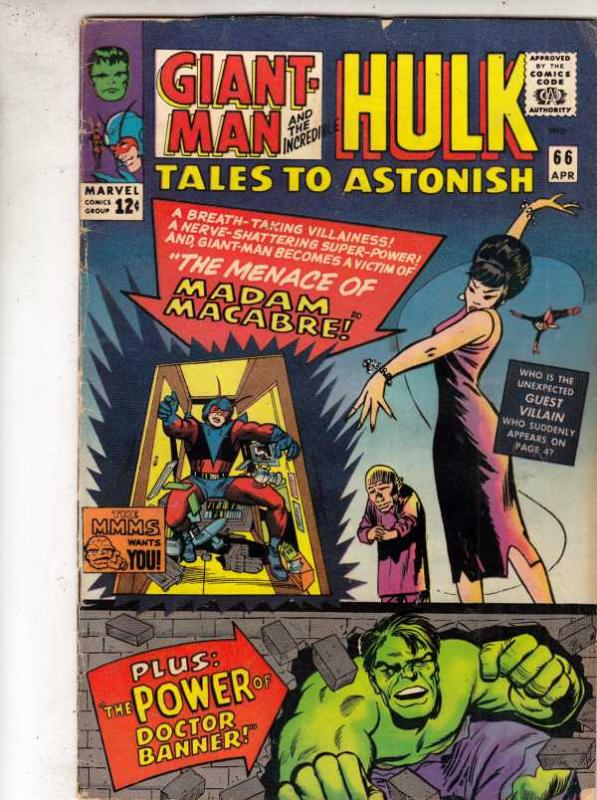 Tales to Astonish #66 (Apr-65) VG/FN Mid-Grade Incredible Hulk, Giant Man, Wasp