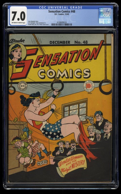 Sensation Comics #48 CGC FN/VF 7.0 Off White to White Wonder Woman!