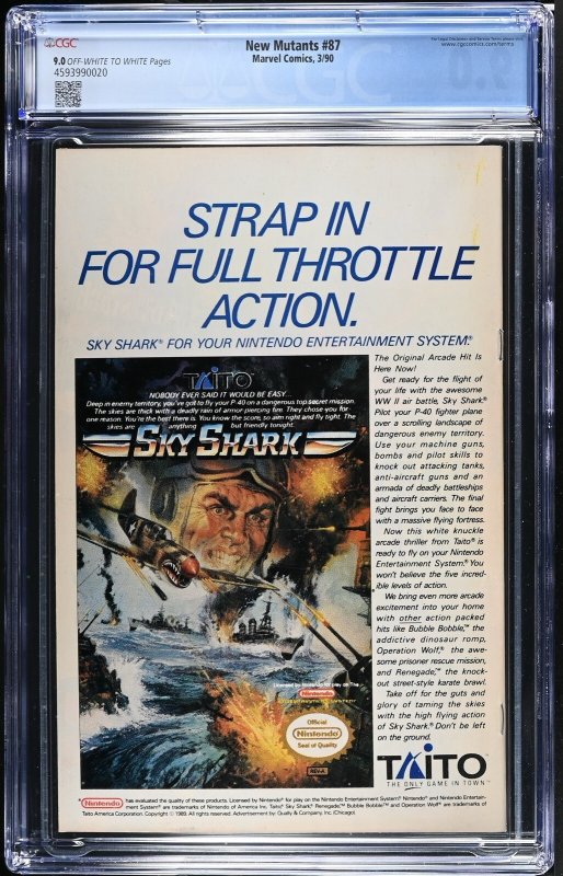 New Mutants 87 Cgc 9.0 Off White-White 1st Cable 1990 Marvel