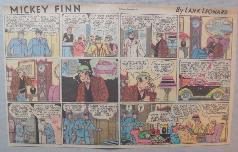 (40) Mickey Finn Sunday Pages by Lank Leonard from 1939 Half Page Size! Police!