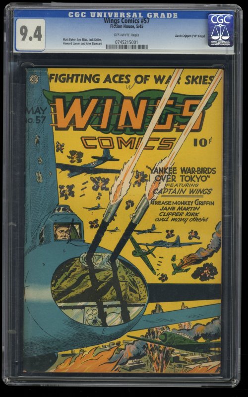 Wings comics #57 CGC NM 9.4 Off White Davis Crippen