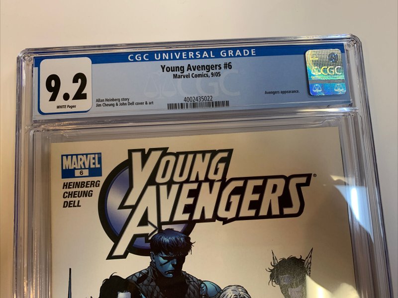Young Avengers (2005) # 6 (CGC 9.2 WP) | 1st App First Stature Cassie Lang