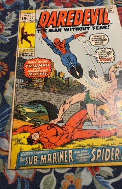Daredevil #77 (1971)guests Amazing Spider-Man/Namor