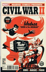 Civil War II #2 ORIGINAL Vintage 2016 Marvel Comics Medusa Thor Cho Variant