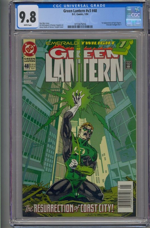 GREEN LANTERN VOL. 3 #48 CGC 9.8 1ST APP KYLE RAYNER NEWSSTAND (5016) 