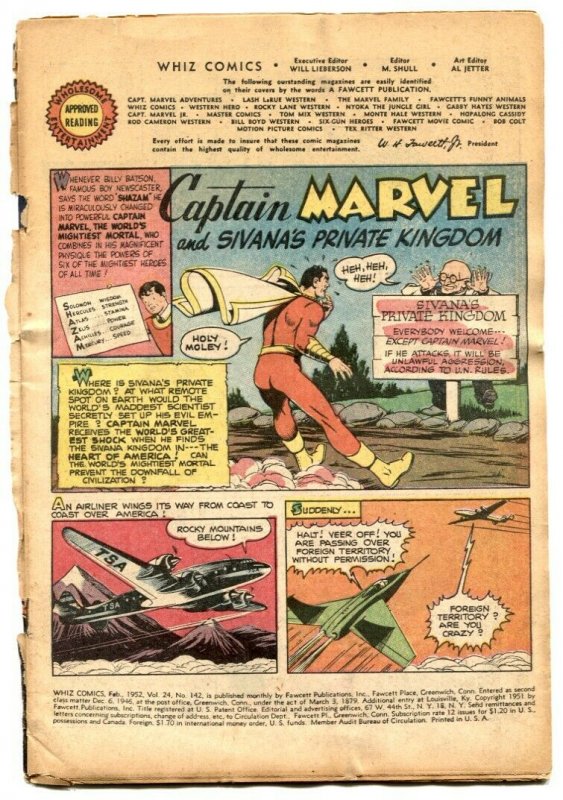 Whiz Comics #142 1952- Captain Marvel- coverless reading copy