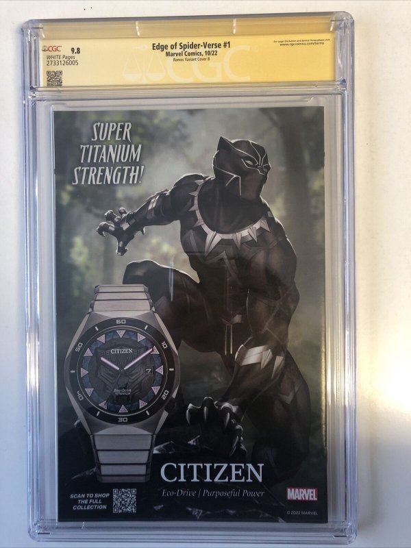 Edge Of Spider-Verse (2022) #1 (CGC 9.8 SS WP) Signed H. Ramos| Variant Cover B