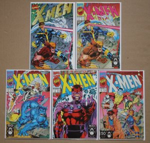 X-Men #1 Lot of All 5 Jim Lee Covers Complete Set Marvel Comics 1991 Unread NM-