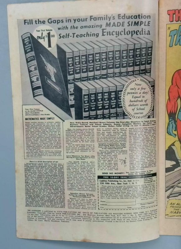 Avengers #5 VG 1st Lava Men, 2nd Captain America ? Marvel 1964