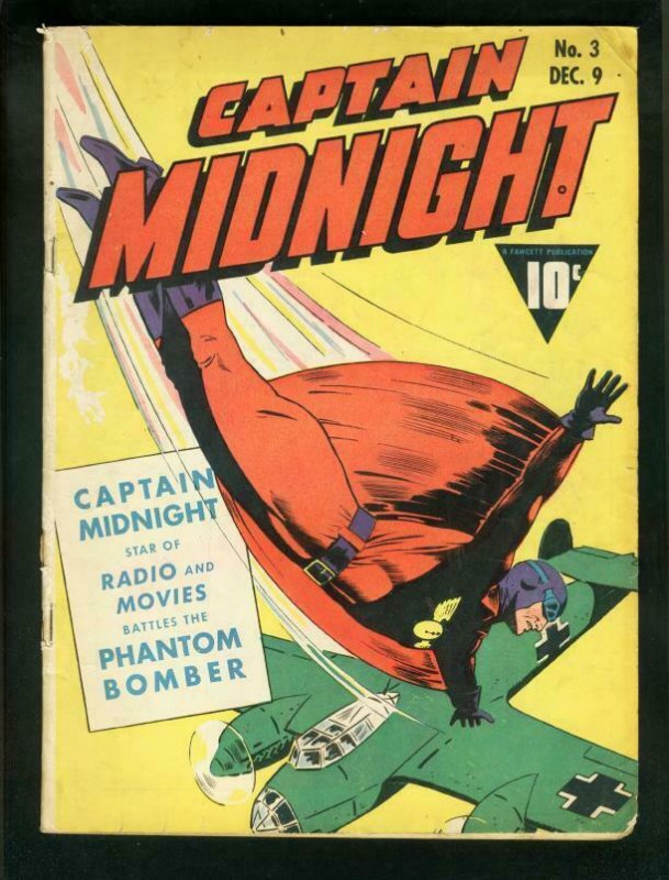 CAPTAIN MIDNIGHT #3-FAWCETT-GOLD AGE-WW II-PHANTOM BOMB VG