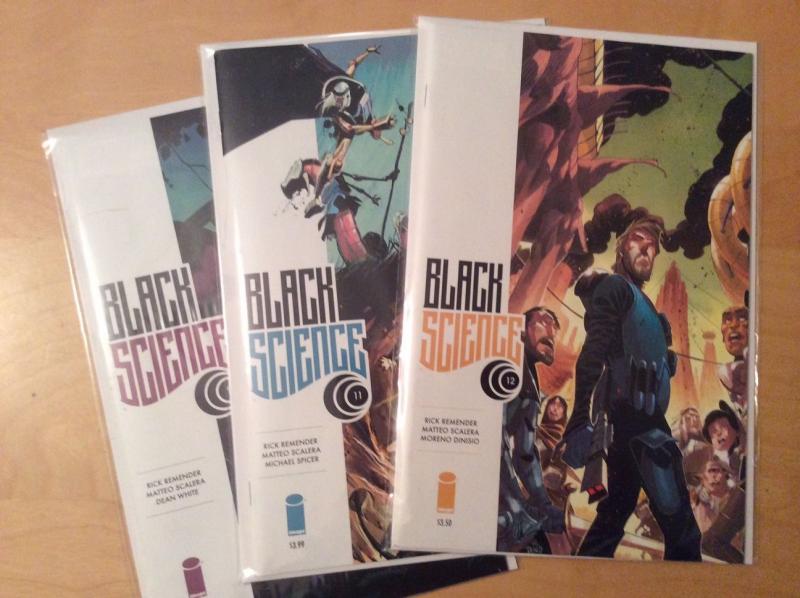 BLACK SCIENCE 1 - 5, 9 - 19, AVG GRADE NM, 1ST PRINTS, REMENDER, FEAR AGENT