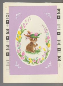 SOMEONE SPECIAL Cute Bunny Rabbit w/ Flower Hat 7x9.5 Greeting Card Art #E2716