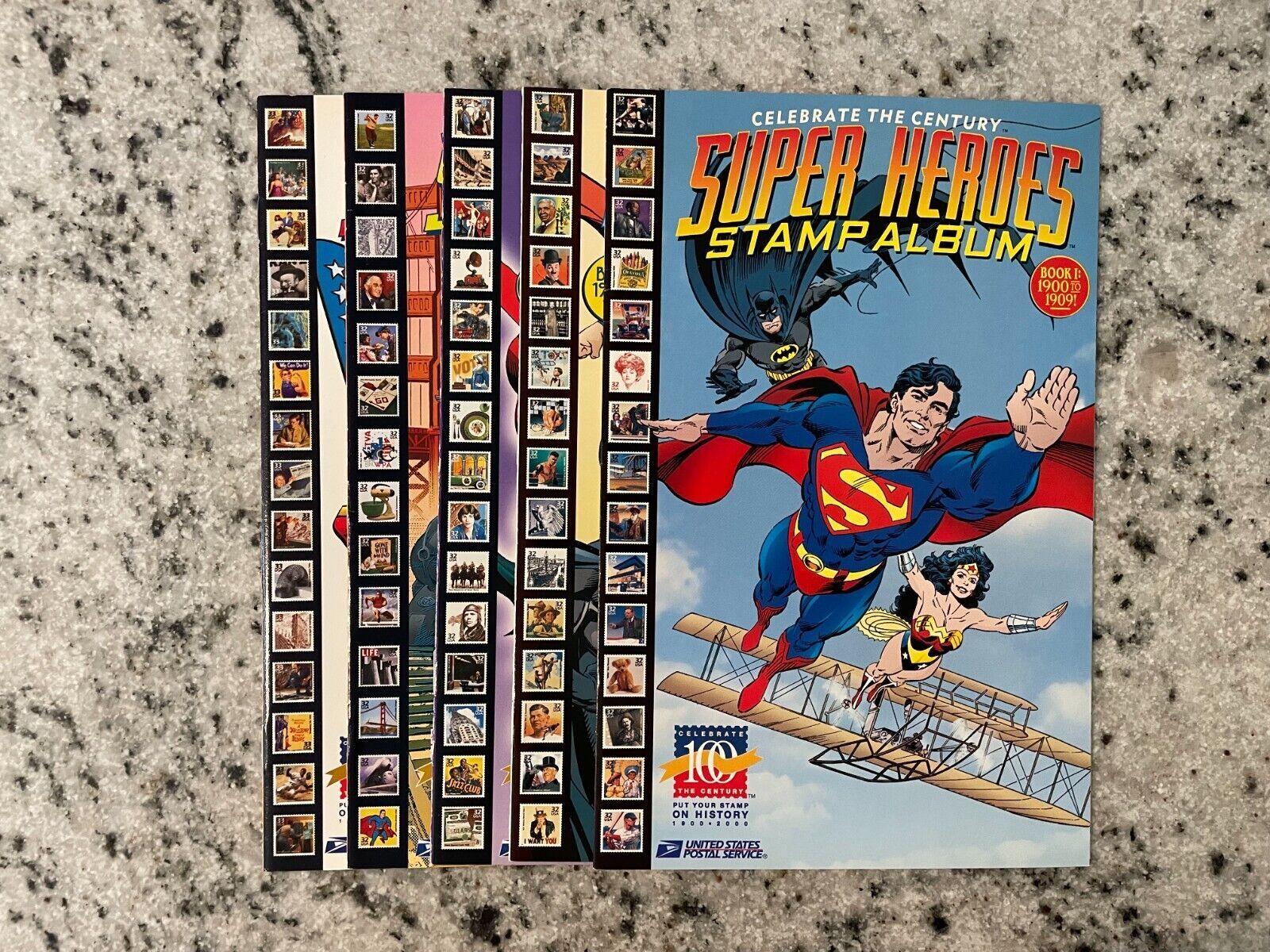 5 SuperHeroes Stamp Album Comic Books DC USPS 1 2 3 4 5 Superman