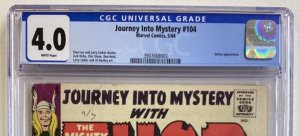 Journey into Mystery #104 - CGC 4.0 - Marvel - 1964 - Stan Lee! Jack Kirby! 