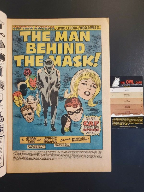 CAPTAIN AMERICA #114 (1969) F+ (6.5) BEHIND THE MASK|