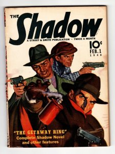 THE SHADOW Rare pulp magazine FEB 1 1940- GETAWAY RING STREET & SMITH