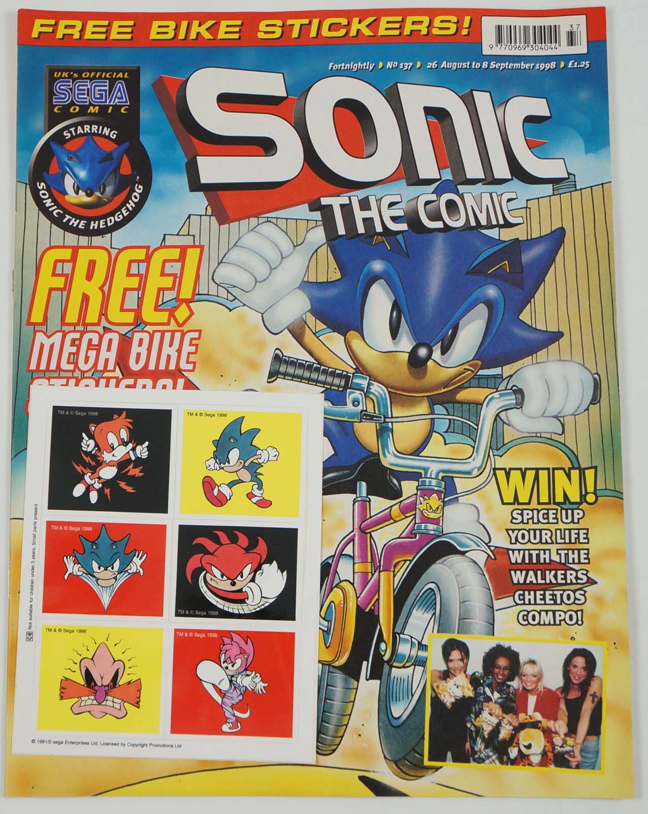 Sonic the Comic #134A FN; Fleetway Quality, Hedgehog with bag tag bonus -  1998